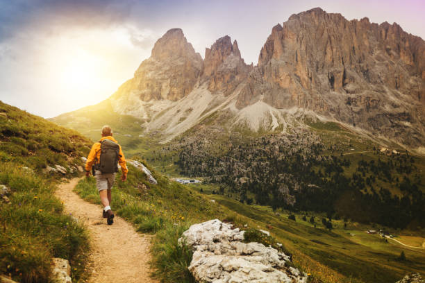 Person walking on a trail or outdoors in morning light