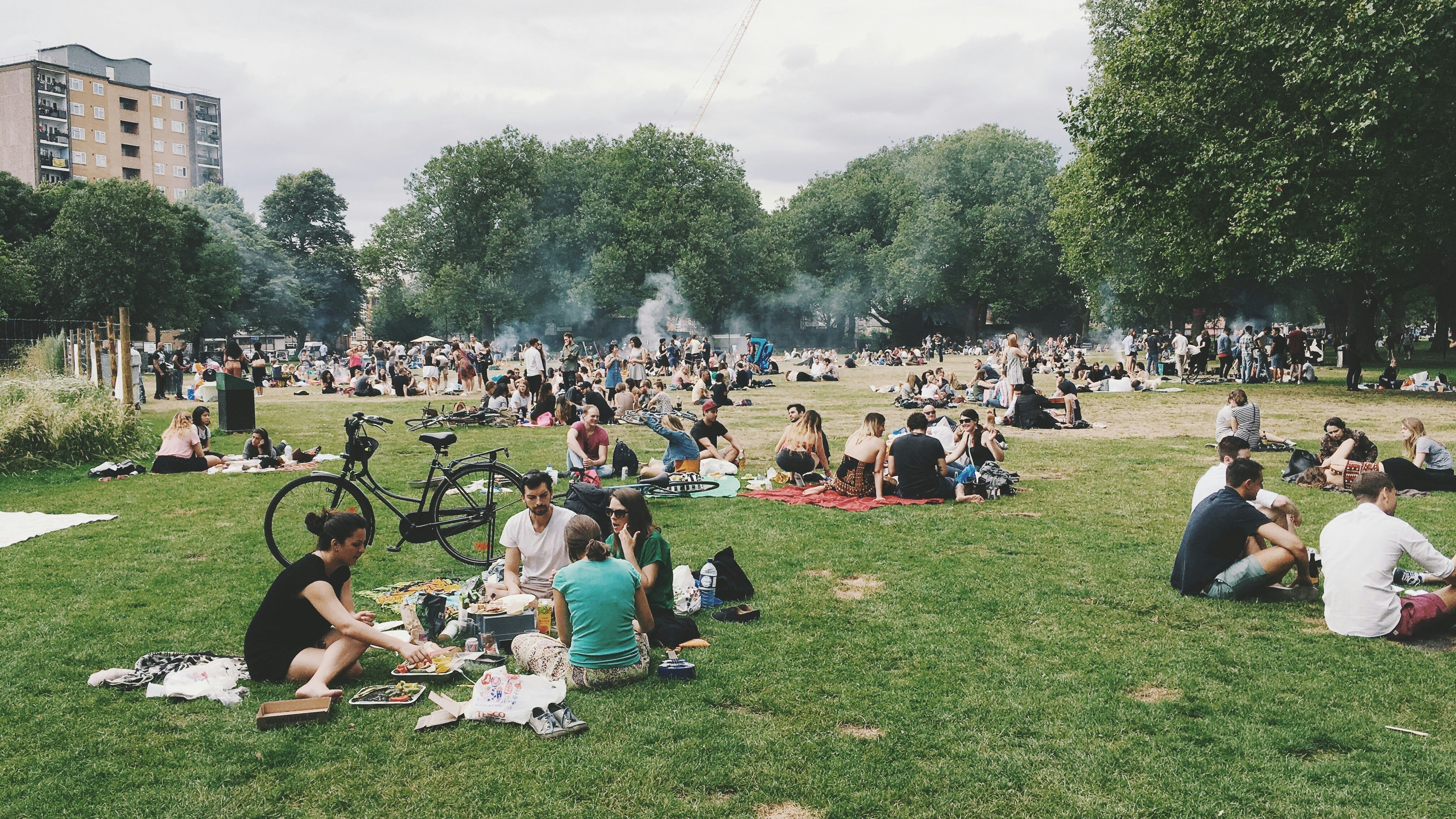 Families in a public park